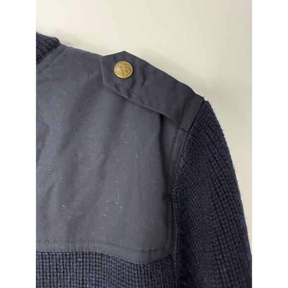 Alps & Meters Patrol Sweater Men’s M Navy Merino Wool Canvas Panel Ski Style - Picture 5 of 9